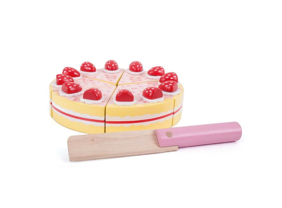 Bigjigs Toys Drevená krájacia torta s jahodami