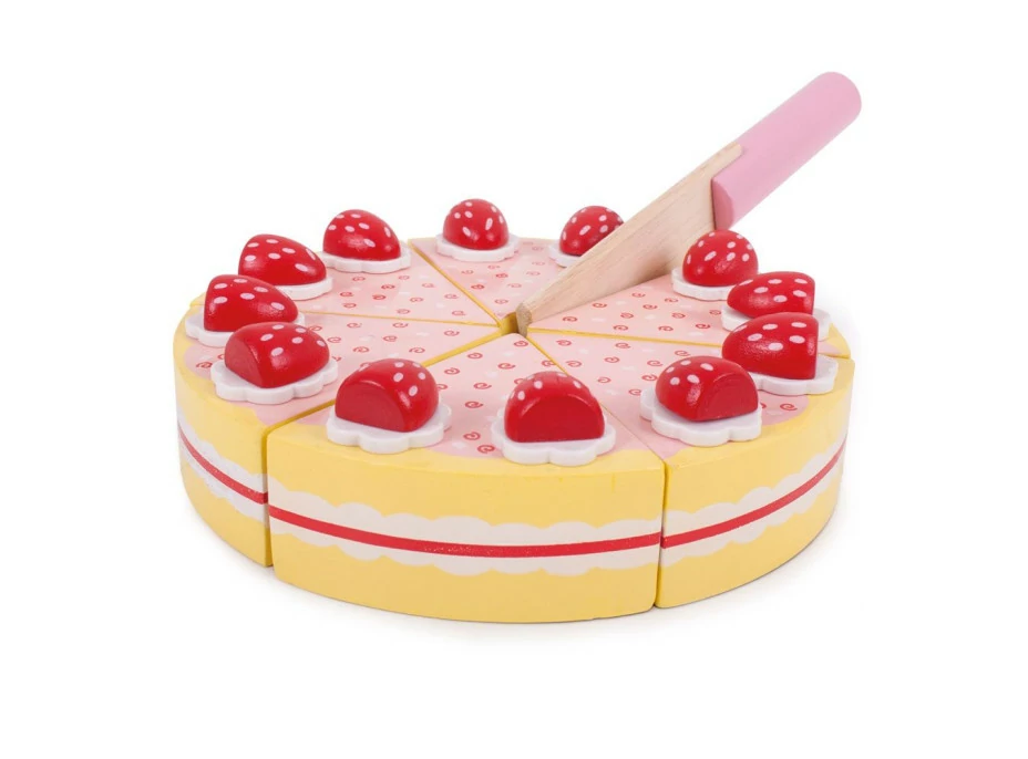 Bigjigs Toys Drevená krájacia torta s jahodami
