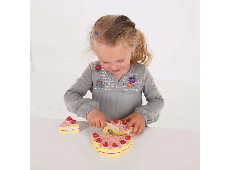 Bigjigs Toys Drevená krájacia torta s jahodami