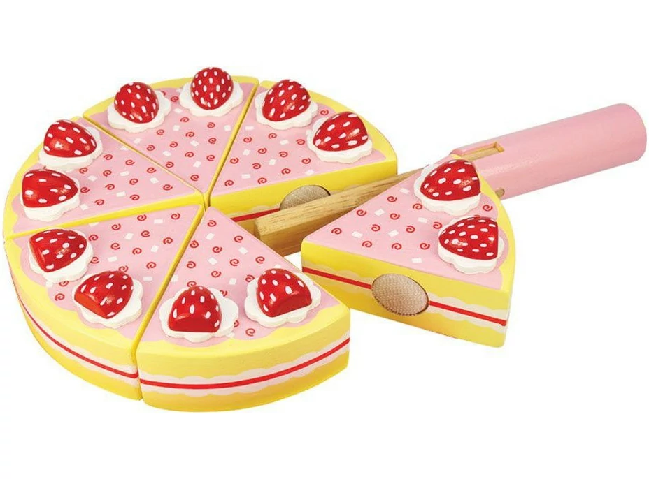 Bigjigs Toys Drevená krájacia torta s jahodami