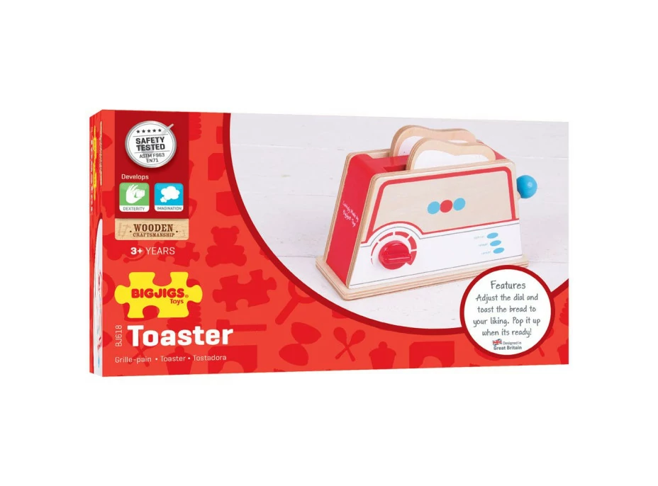 Bigjigs Toys Drevený toaster s bodkami