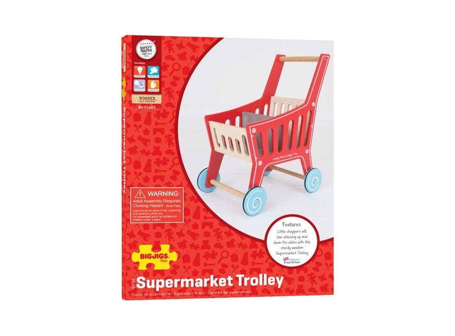 Bigjigs Toys Drevený nákupný vozík Supermarket