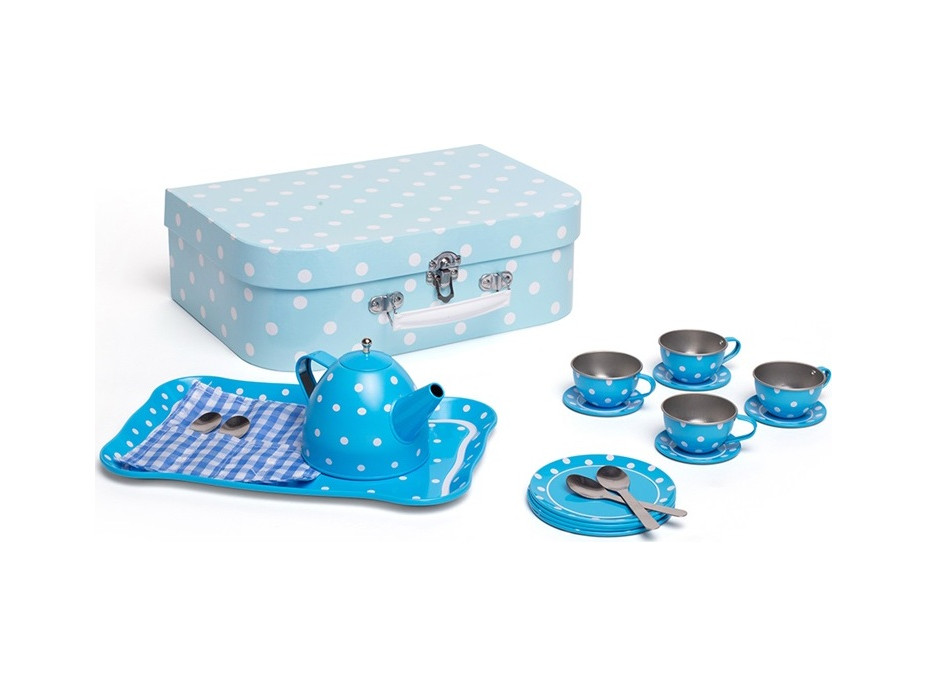 Bigjigs Toys Modrý bodkovaný čajový set