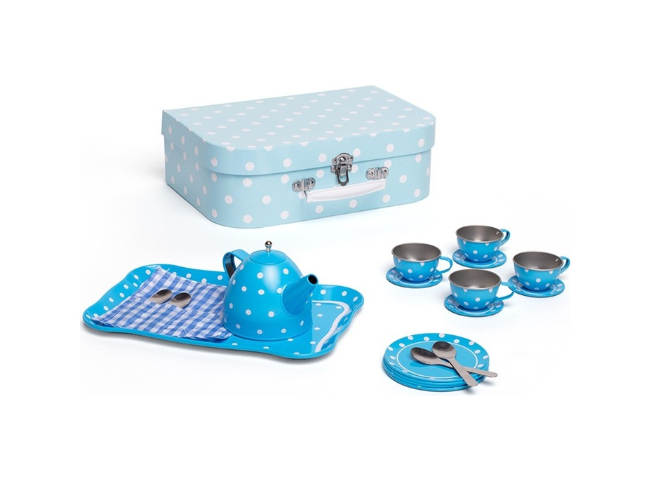 Bigjigs Toys Modrý bodkovaný čajový set