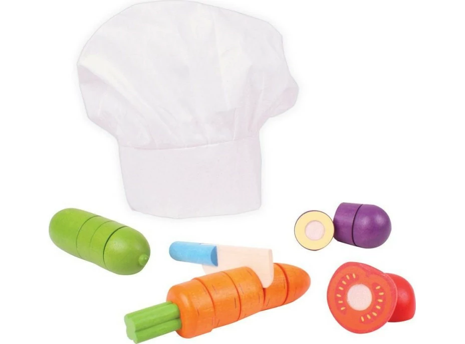 Bigjigs Toys Drevená krájacia zelenina s čiapkou