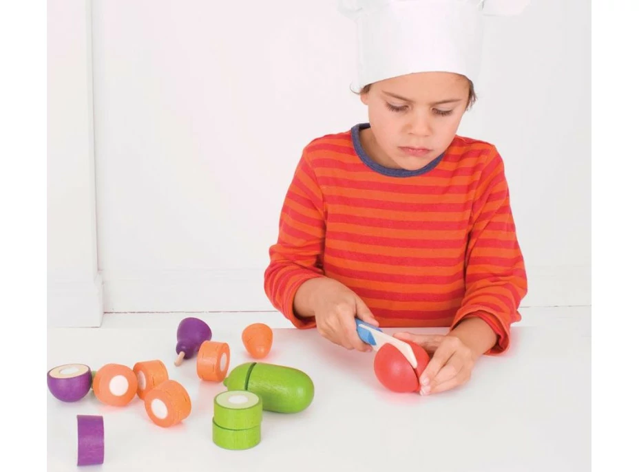 Bigjigs Toys Drevená krájacia zelenina s čiapkou