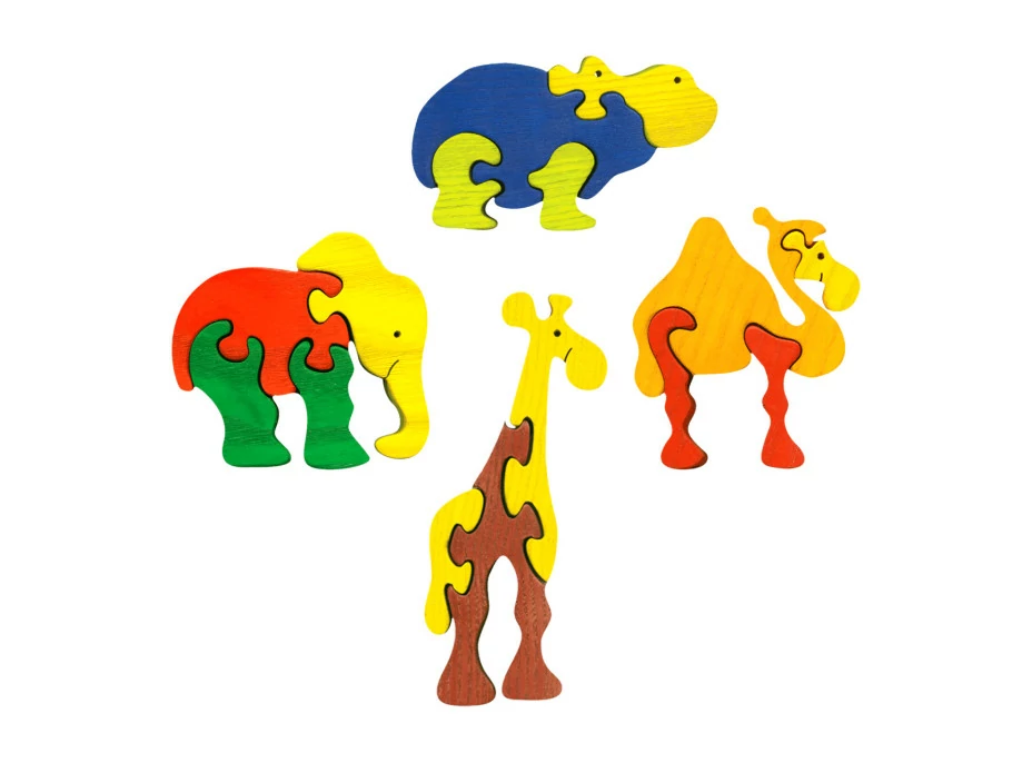 Fauna Drevené vkladacie puzzle z masívu sada zoo 4 ks