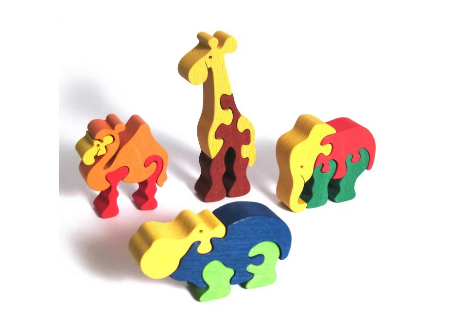 Fauna Drevené vkladacie puzzle z masívu sada zoo 4 ks