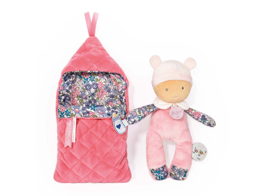 Doudou Jolijou Bábätko v navliekacej perinke 20 cm ružová