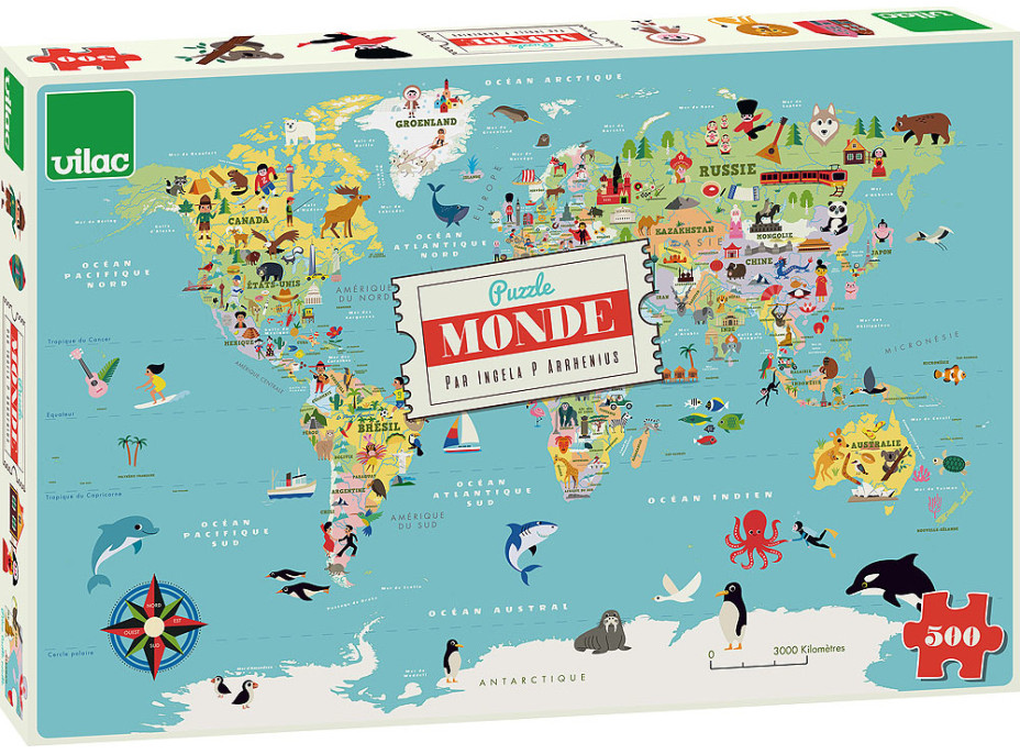 Vilac Puzzle Mapa sveta 500 dielikov