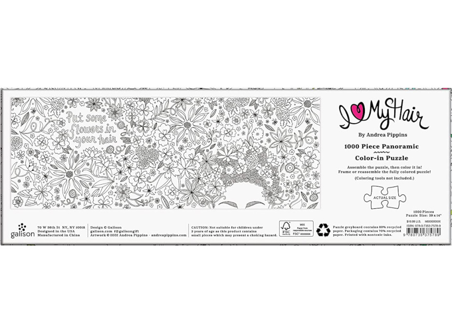 Galison Vyfarbovacie panoramatické puzzle Kvety vo vlasoch 1000 dielikov