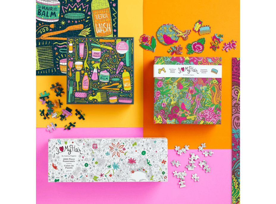 Galison Vyfarbovacie panoramatické puzzle Kvety vo vlasoch 1000 dielikov