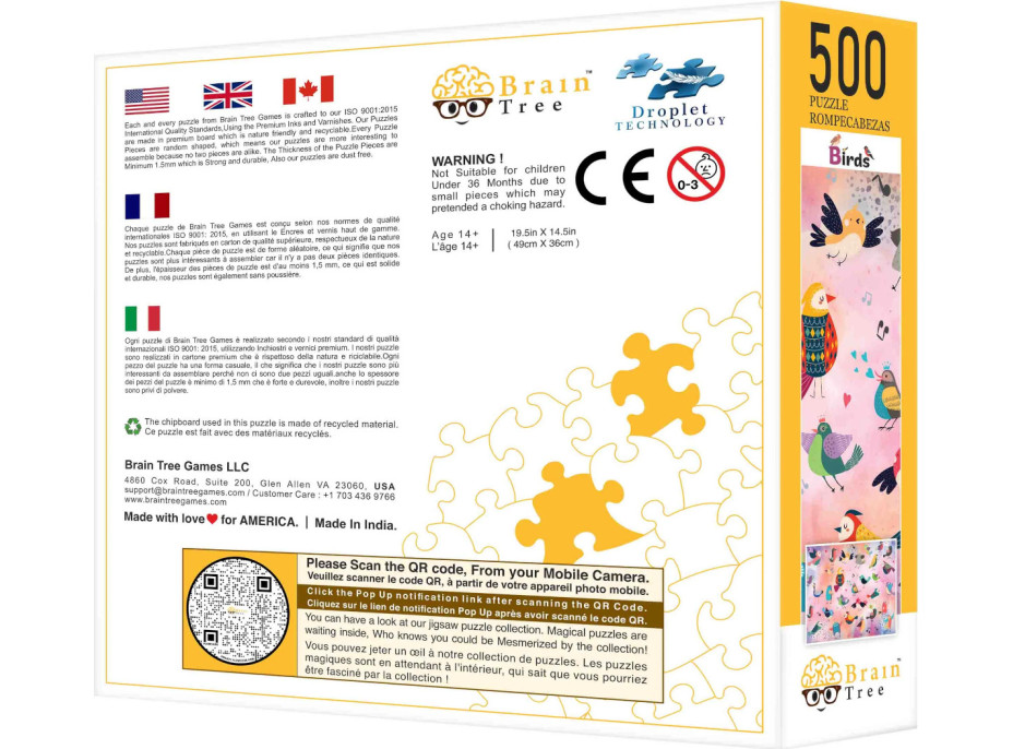 Brain Tree Puzzle Rozprávkové vtáky 500 dielikov