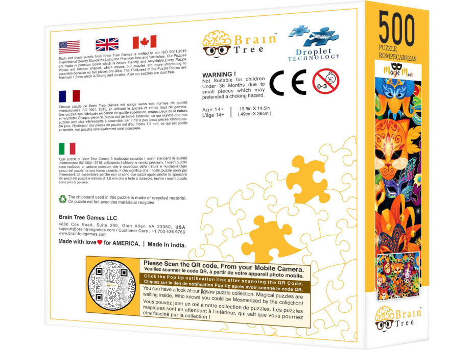 Brain Tree Puzzle Kúzelné masky 500 dielikov