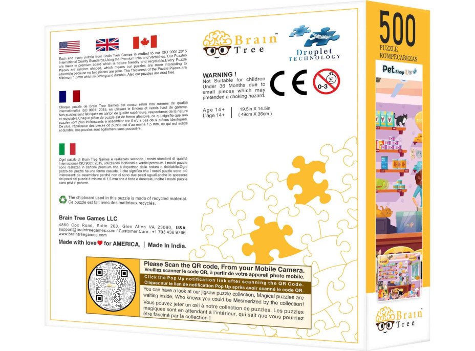 Brain Tree Puzzle Obchod s miláčikmi 500 dielikov
