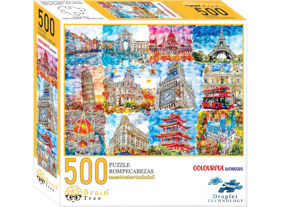Brain Tree Puzzle Pamiatky vo farbách 500 dielikov