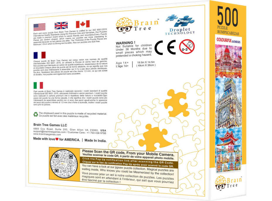 Brain Tree Puzzle Pamiatky vo farbách 500 dielikov