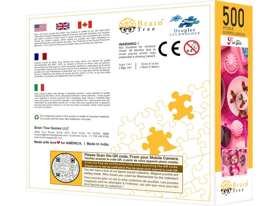 Brain Tree Puzzle Ružovo prestreté 500 dielikov