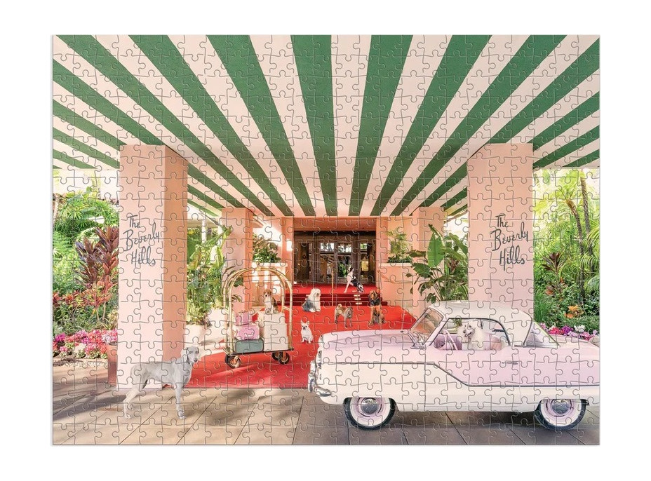 Galison Puzzle obojstranné Psy v hoteli Beverly Hills 500 dielikov