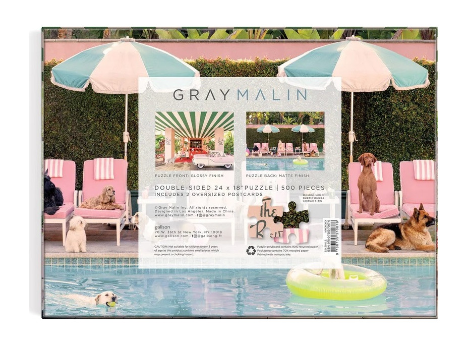 Galison Puzzle obojstranné Psy v hoteli Beverly Hills 500 dielikov