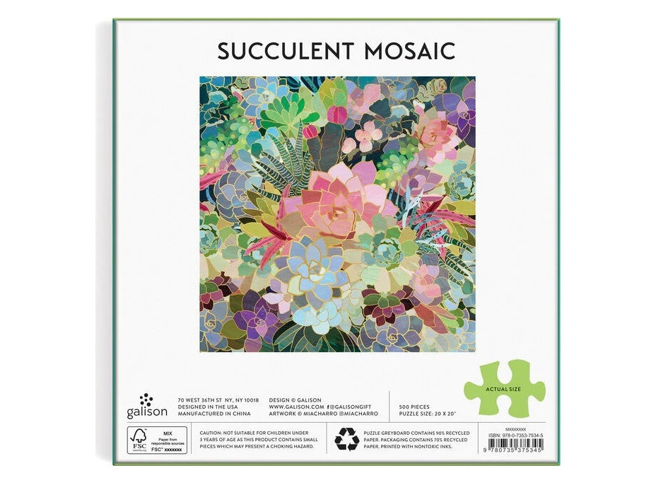 Galison Puzzle Mozaika zo sukulentov 500 dielikov