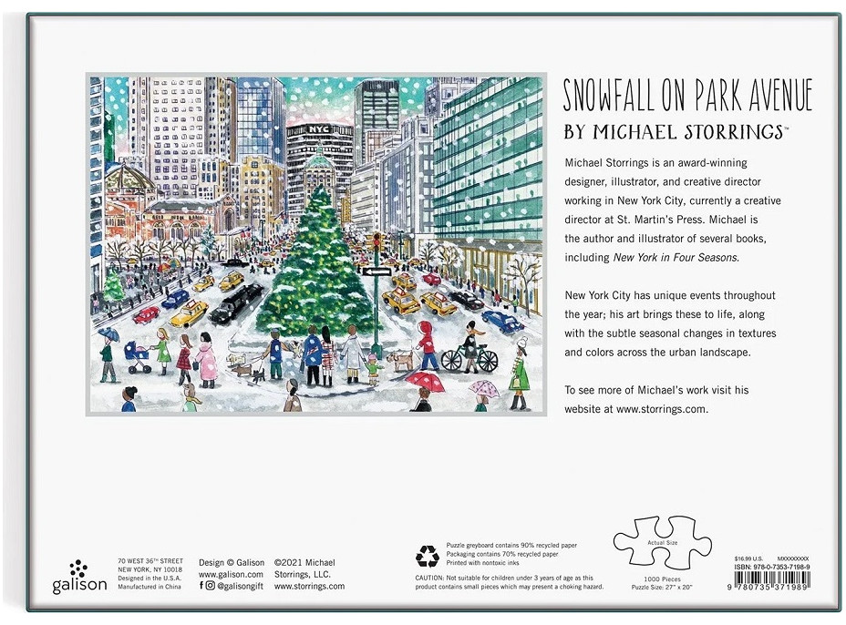 Galison Michael Storrings Sneženie na Park Avenue 1000 dielikov