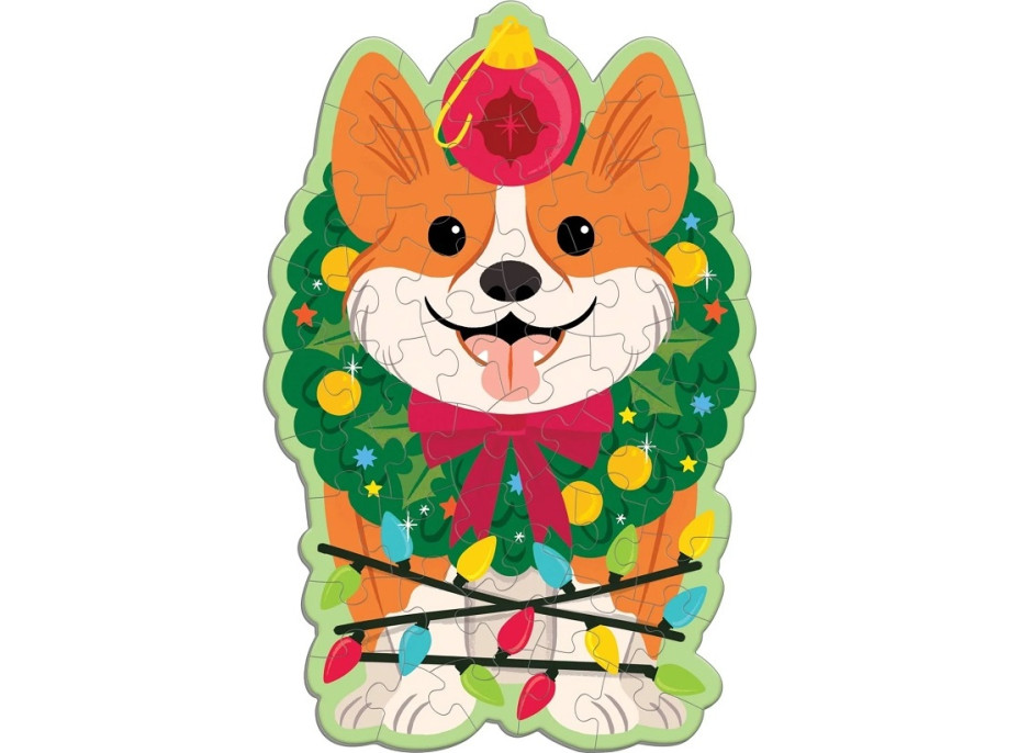 Mudpuppy Puzzle Vianončný pes Corgi s vôňou čečiny 48 dielikov