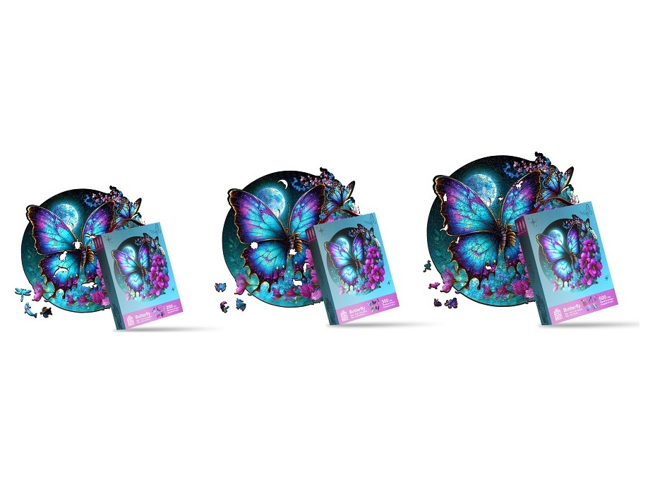 EscapeWelt Drevené luminiscenčné puzzle Motýľ 500 dielikov