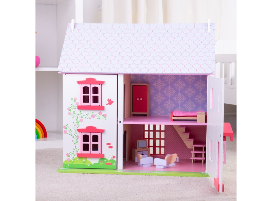 Bigjigs Toys Ružový domček pre bábiky