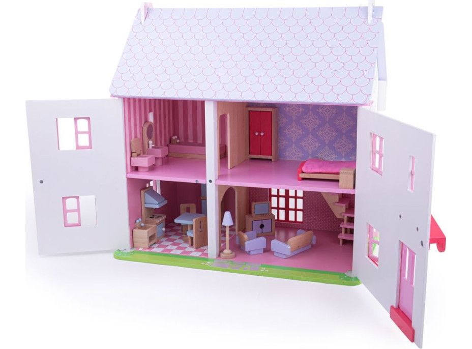 Bigjigs Toys Ružový domček pre bábiky