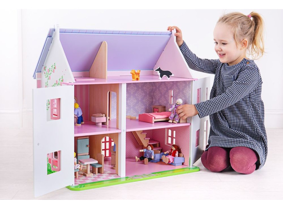 Bigjigs Toys Ružový domček pre bábiky