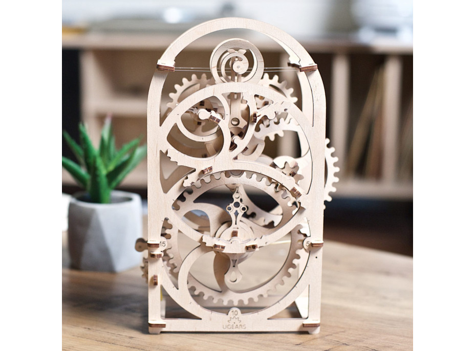 Ugears 3D drevené mechanické puzzle Hodinový strojček