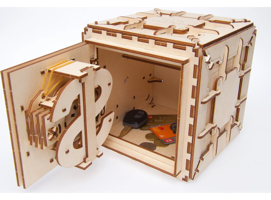 Ugears 3D drevené mechanické puzzle Trezor