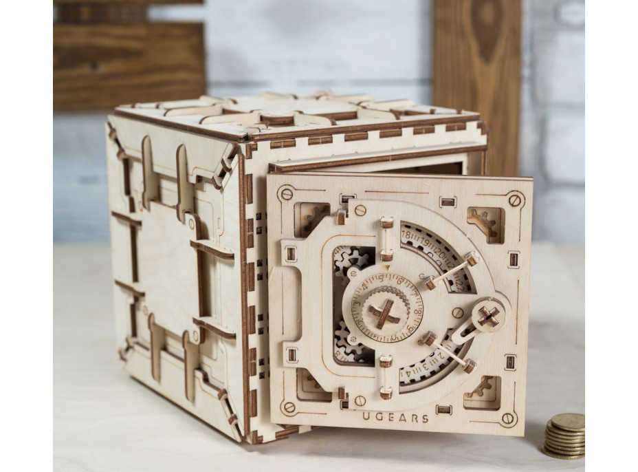 Ugears 3D drevené mechanické puzzle Trezor