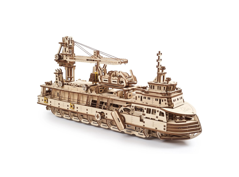 Ugears 3D drevené mechanické puzzle Výskumná loď