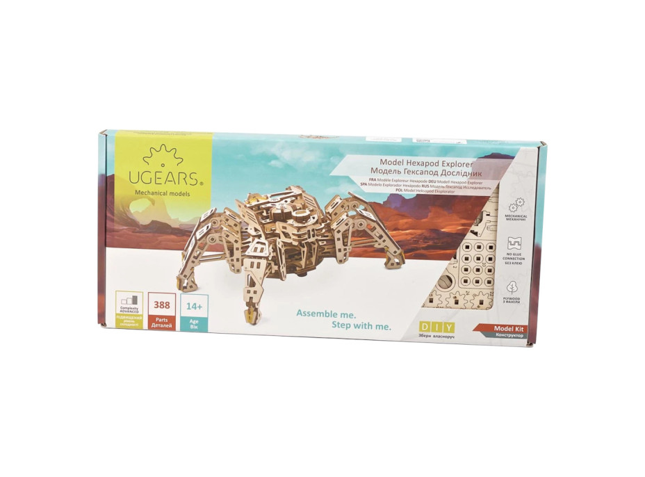 Ugears 3D drevené mechanické puzzle Šestinohý prieskumník (hexapod)