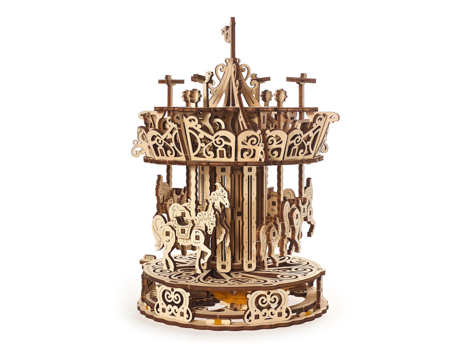 Ugears 3D drevené mechanické puzzle Kolotoč