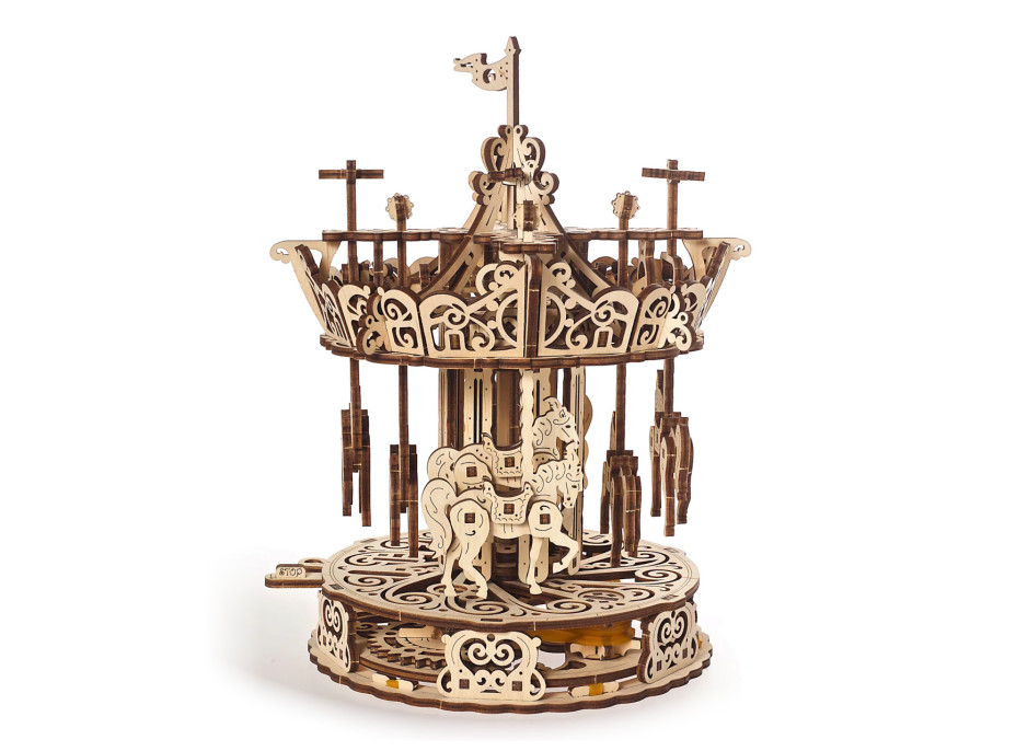Ugears 3D drevené mechanické puzzle Kolotoč