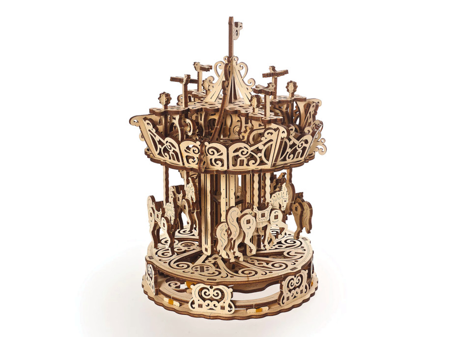 Ugears 3D drevené mechanické puzzle Kolotoč