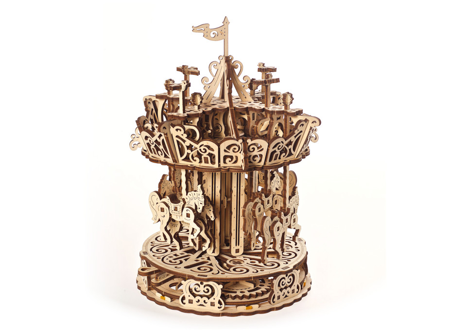 Ugears 3D drevené mechanické puzzle Kolotoč