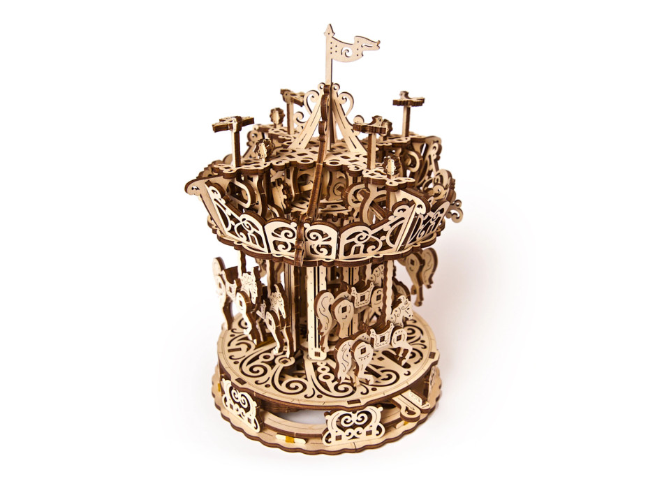 Ugears 3D drevené mechanické puzzle Kolotoč