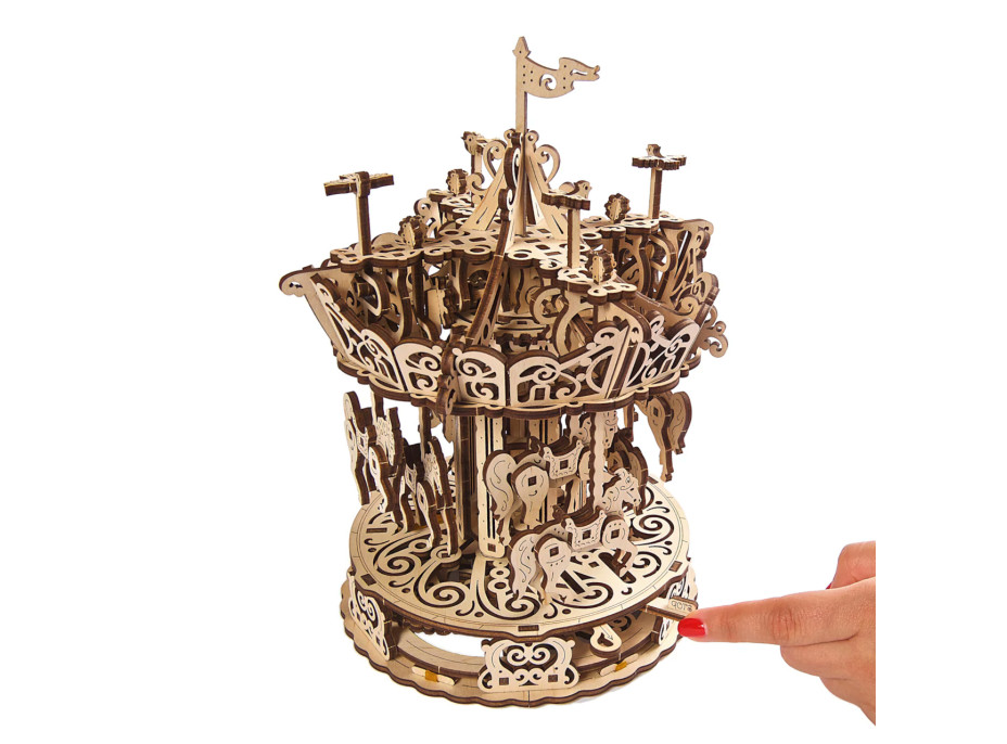 Ugears 3D drevené mechanické puzzle Kolotoč