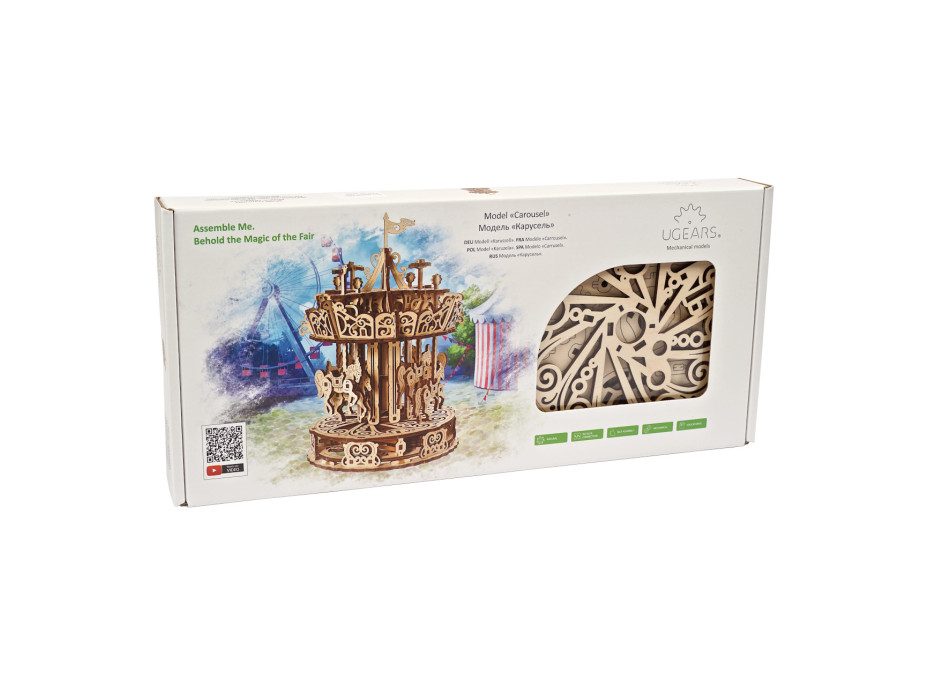 Ugears 3D drevené mechanické puzzle Kolotoč