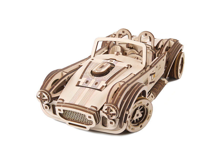 Ugears 3D drevené mechanické puzzle Driftujúce pretekár Cobra
