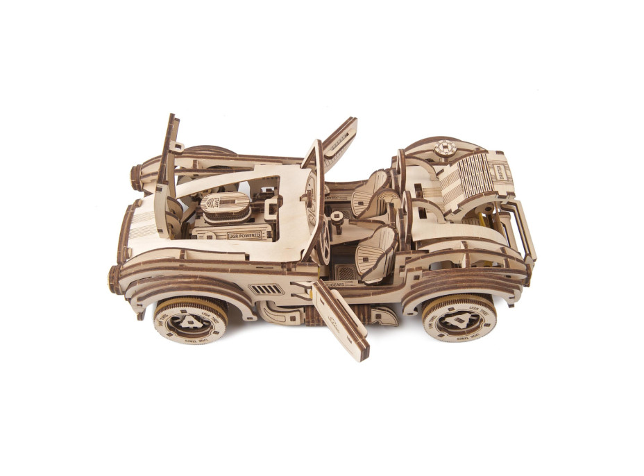 Ugears 3D drevené mechanické puzzle Driftujúce pretekár Cobra