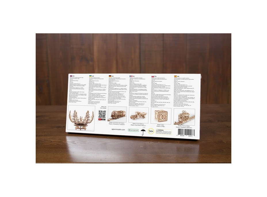Ugears 3D drevené mechanické puzzle Kvetina