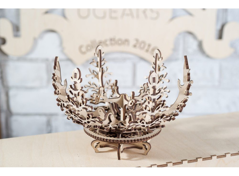 Ugears 3D drevené mechanické puzzle Kvetina