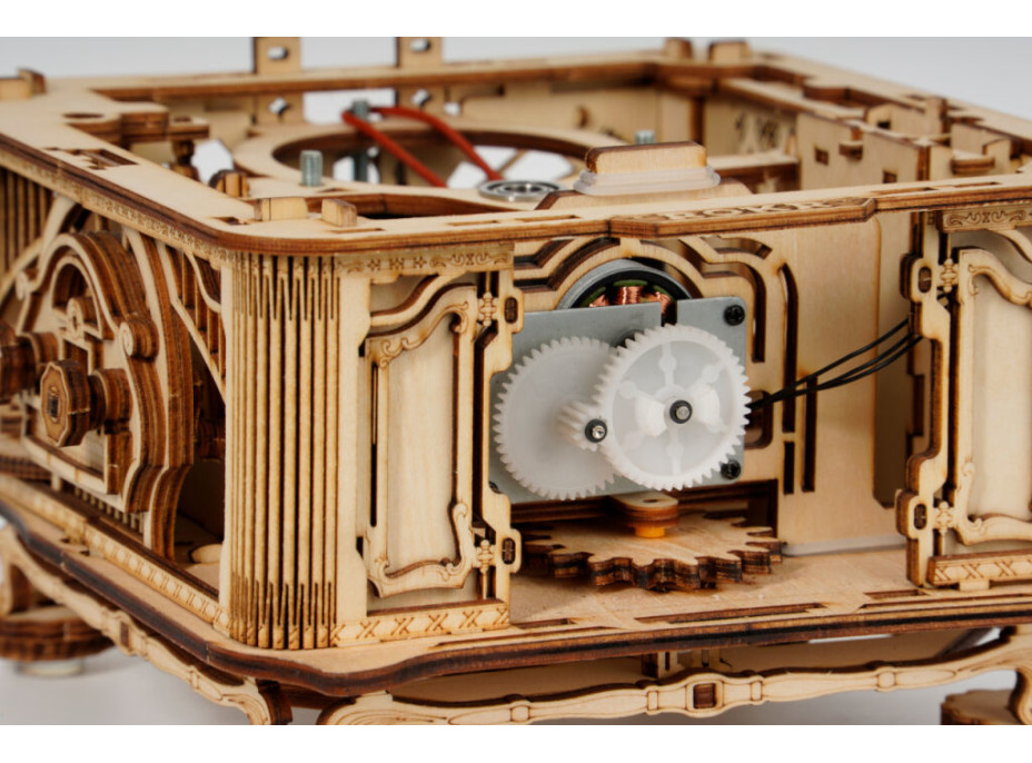 RoboTime 3D drevené mechanické puzzle Gramofón (ručný pohon) - poškodený obal