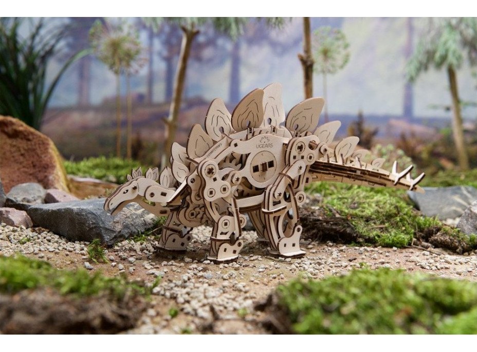 Ugears 3D drevené mechanické puzzle Stegosaurus