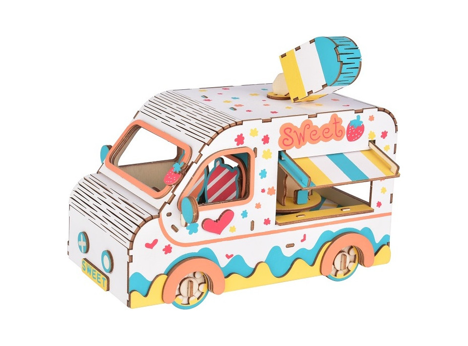 Woodcraft Drevené 3D puzzle Zmrzlinárske auto
